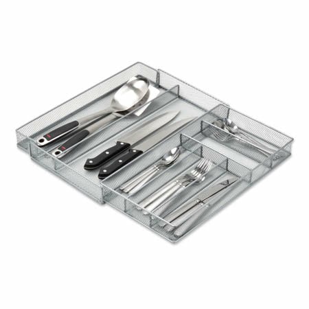 Silver Mesh Expandable Multi-Purpose Drawer Organizer Kitchen