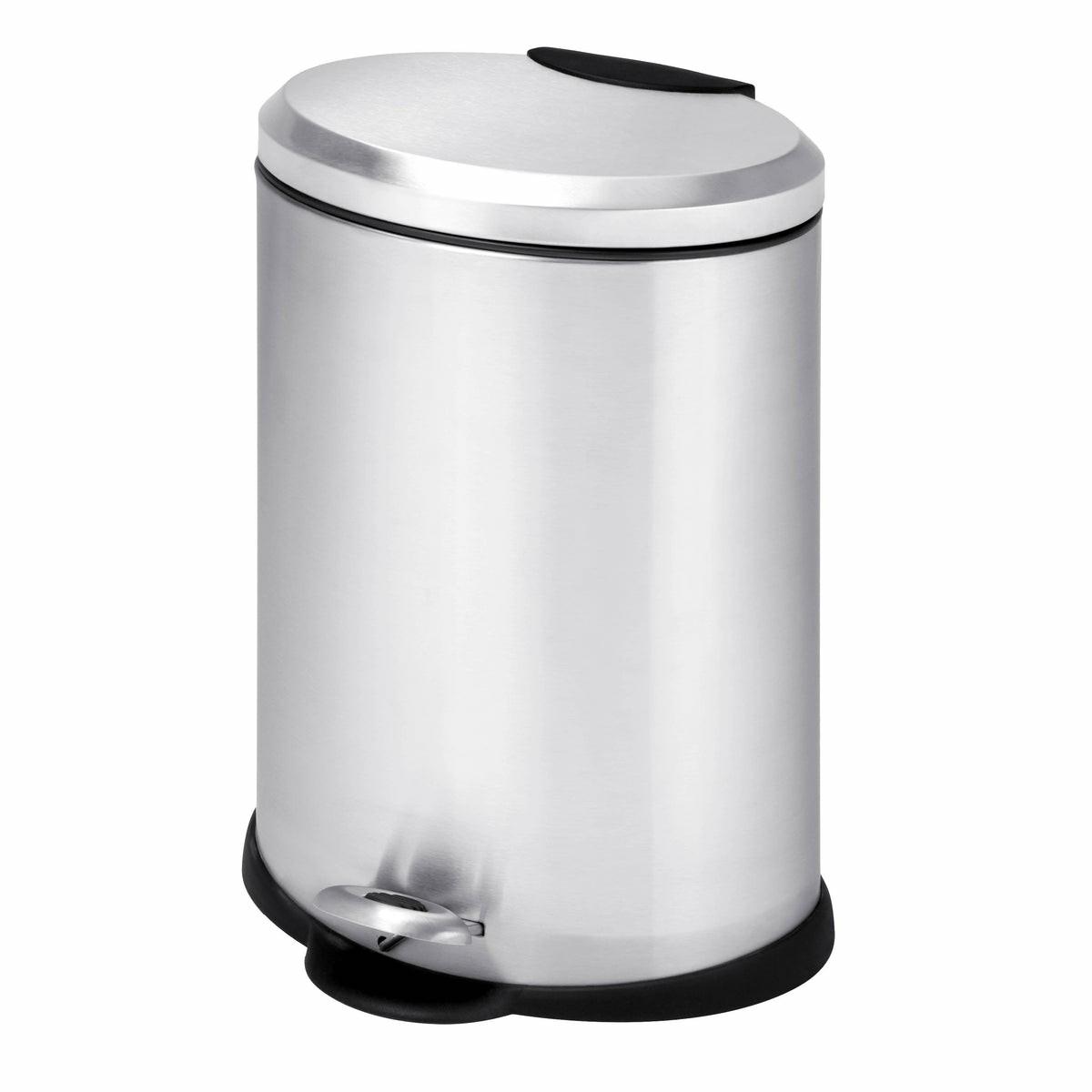 Silver Stainless Steel 12L Oval Step Trash Can Storage & Cleaning