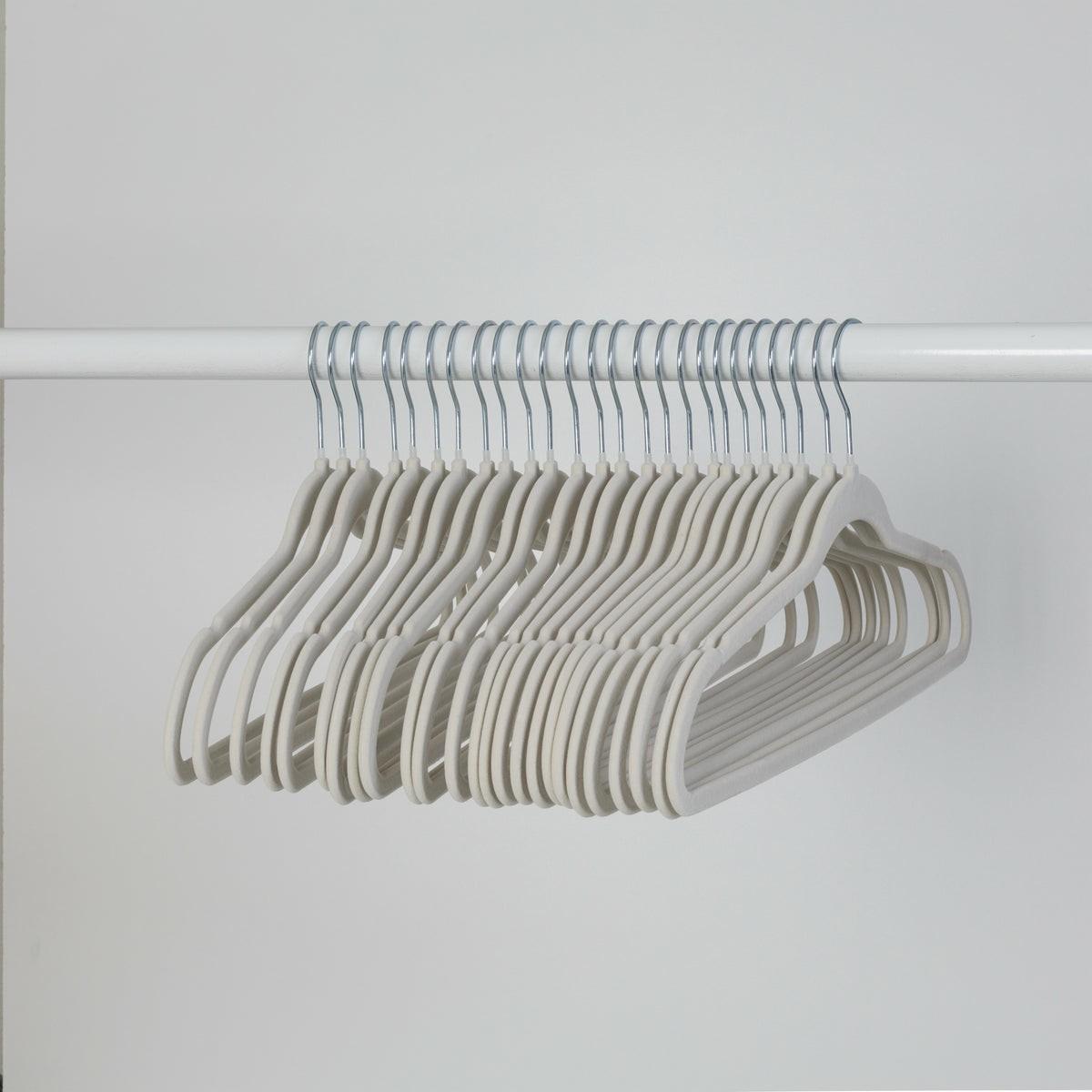 Warm Gray Slim-Profile Non-Slip Velvet Hangers (25-Pack) Hangers