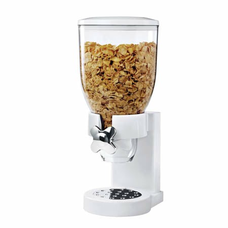 White 17.5-Oz Cereal Dispenser With Portion Control Food Dispensers