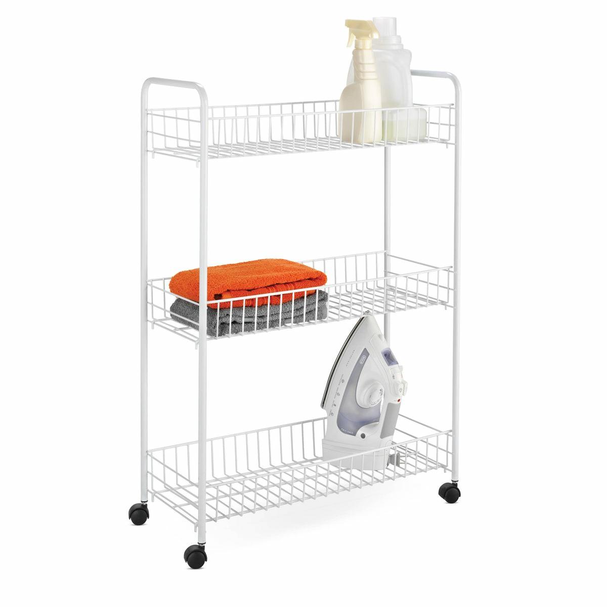 White 3-Tier Narrow Utility Storage Cart Carts