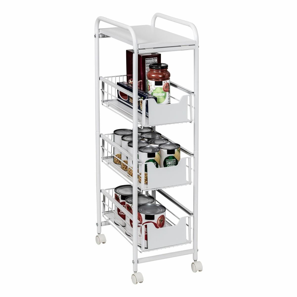 White 4-Drawer Slim Rolling Cart Baker's Racks & Carts