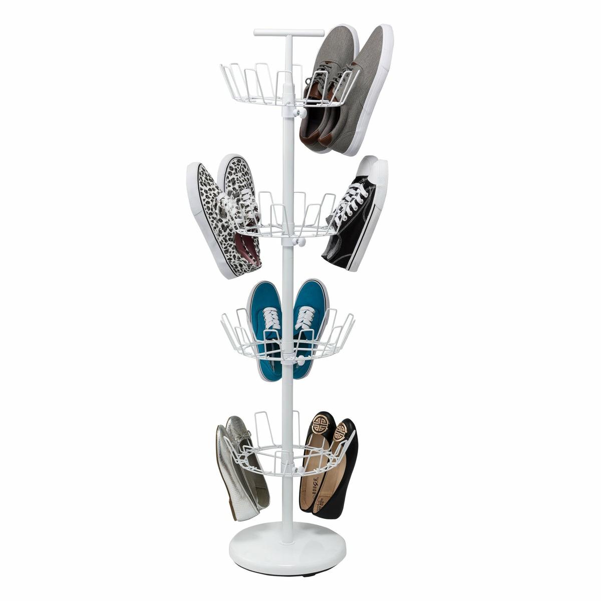 White 4-Tier Revolving Shoe Tree Closet