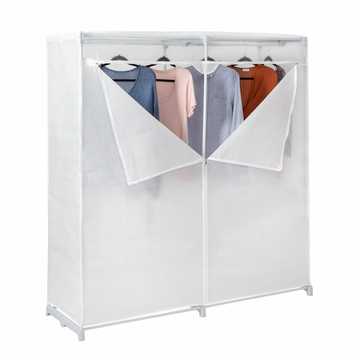 White 64-Inch Wide Portable Storage Closet With Cover Closet