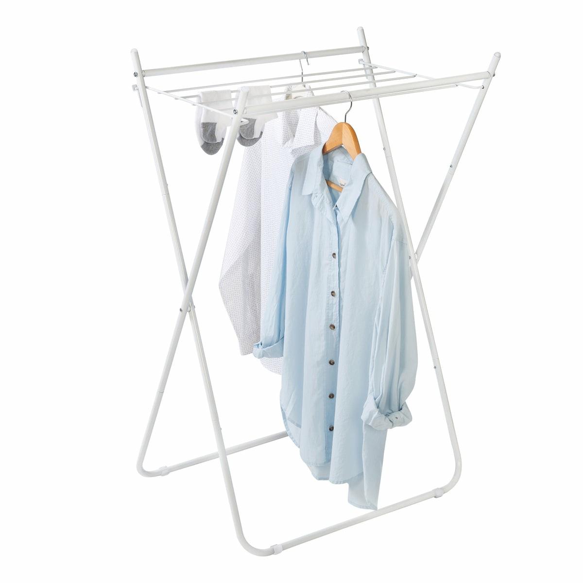 White Metal Collapsible Clothes Drying Rack Drying Racks