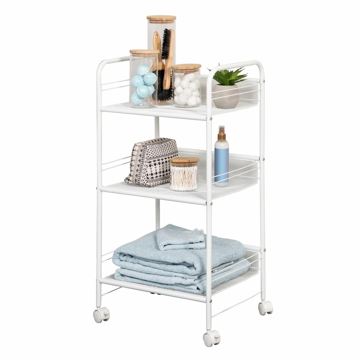 White Steel Wire 3-Tier Multi-Purpose Cart Carts