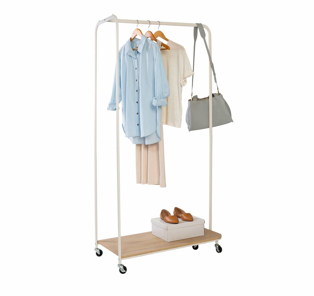 White/Ash Rolling Clothing Rack Closet