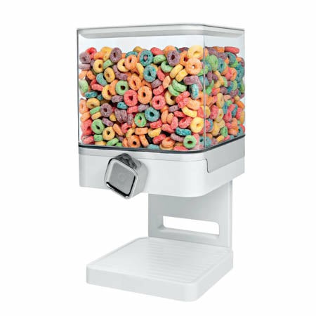 White/Chrome Cereal Dispenser With Portion Control Food Dispensers