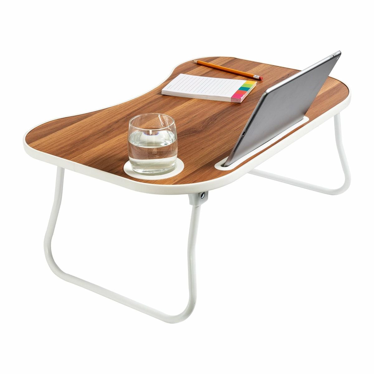 White/Faux Walnut Folding Lap Desk Desks, Laptop Desks, & Accessories