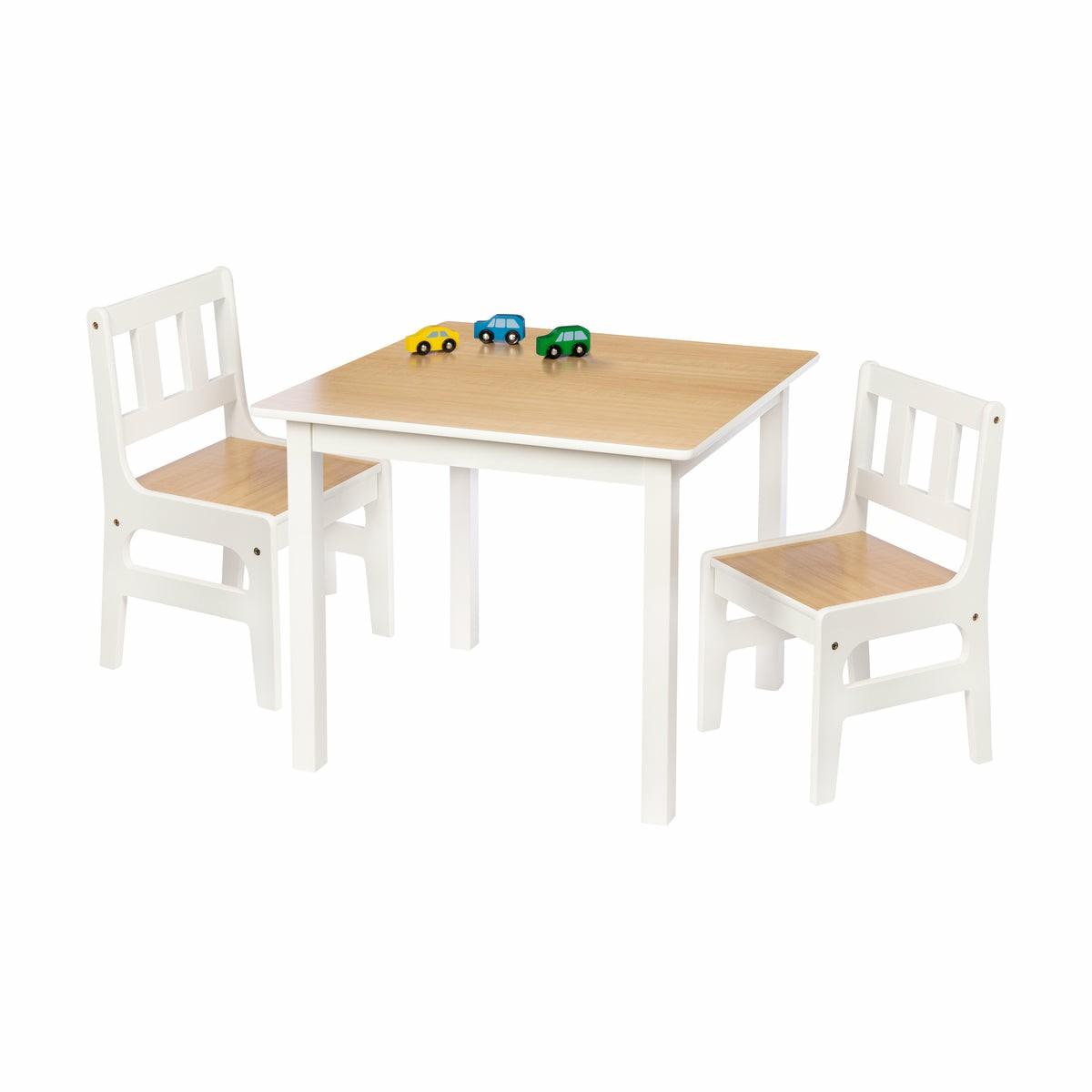 White/Natural Kids Table And Chairs (3-Piece Set) Home Décor