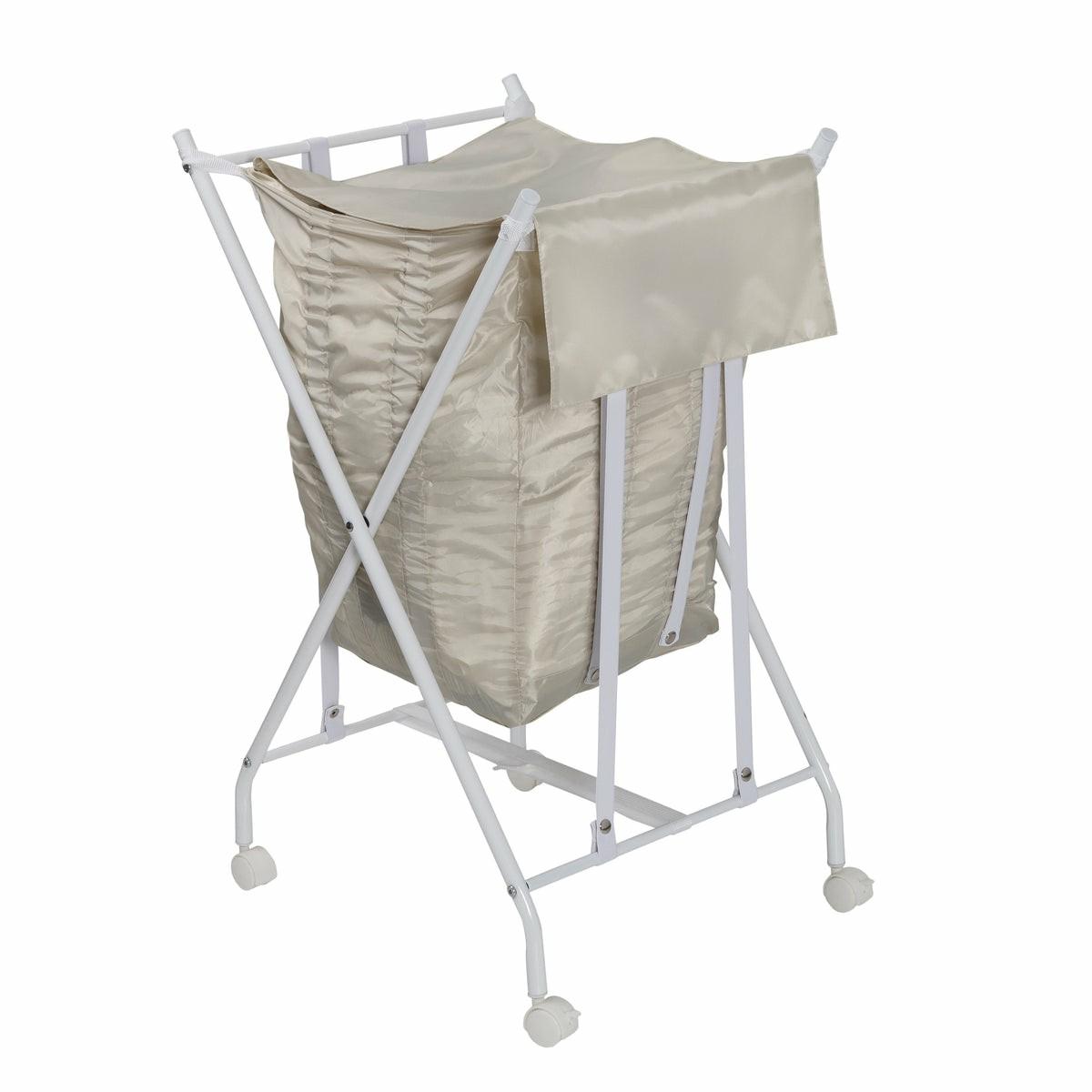 White/Natural No Bend Rolling Bounce Back Hamper Hampers & Sorters