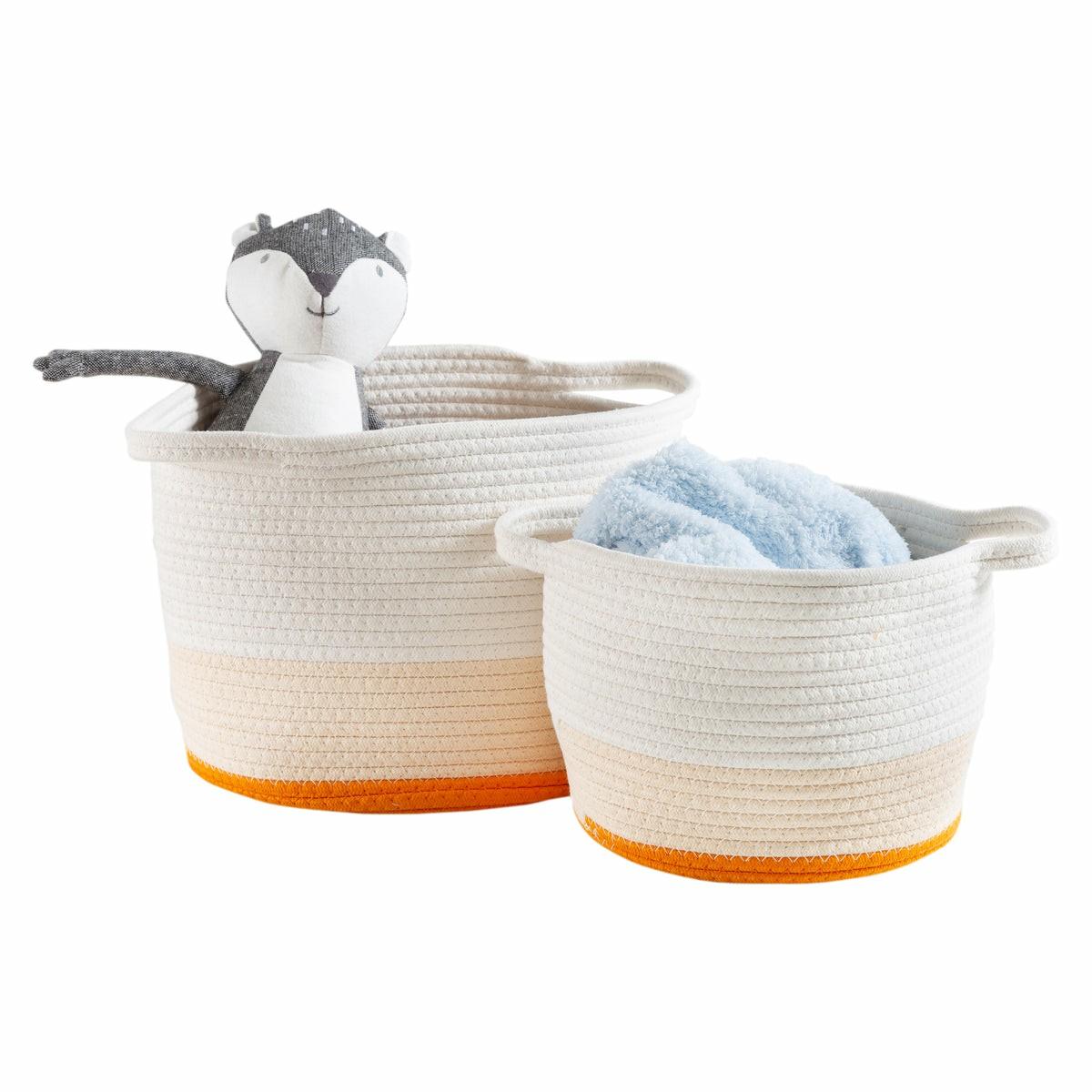 Yellow/White Ombré Cotton Rope Nesting Basket (Set Of 2) Baskets, Boxes, & Totes