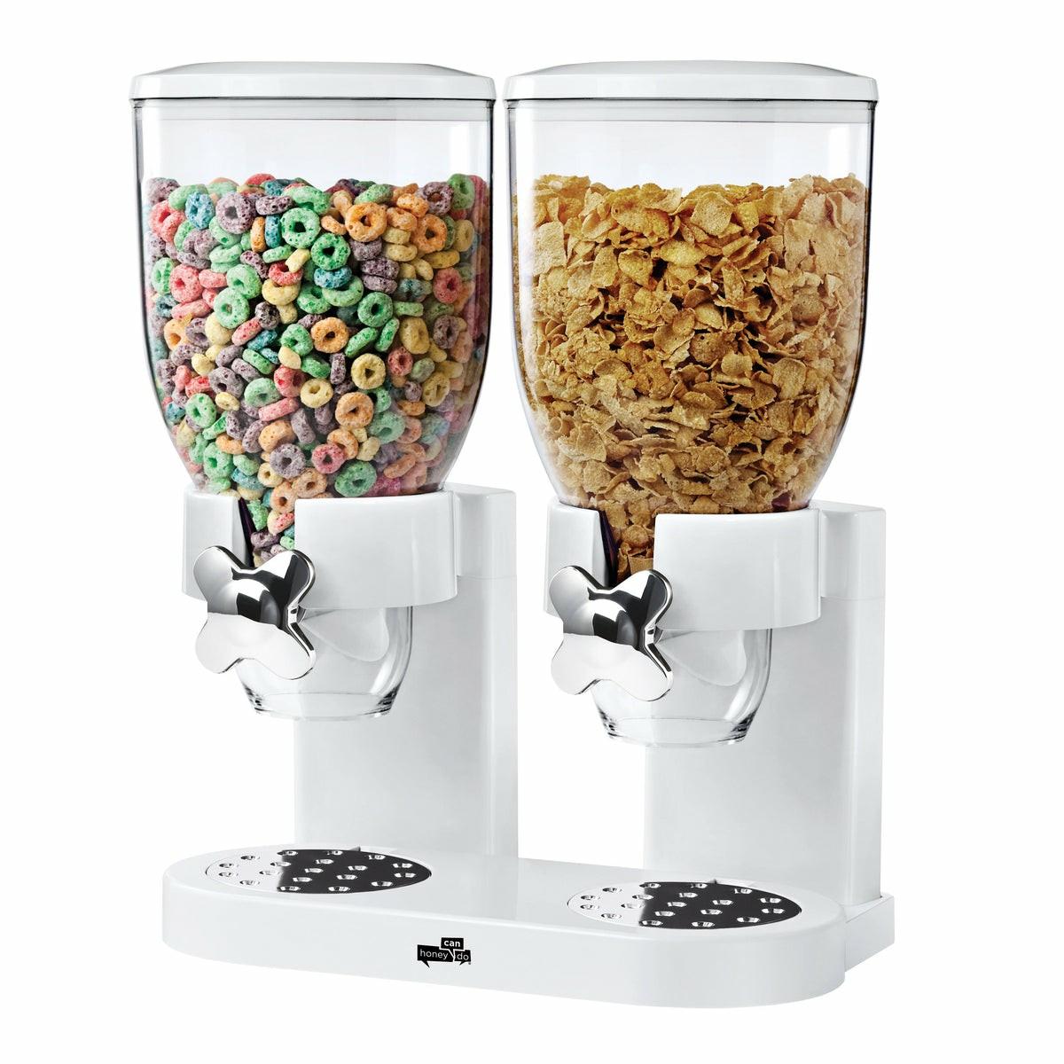 Zevro White Double 17.5 Oz. Cereal Dispenser Food Dispensers