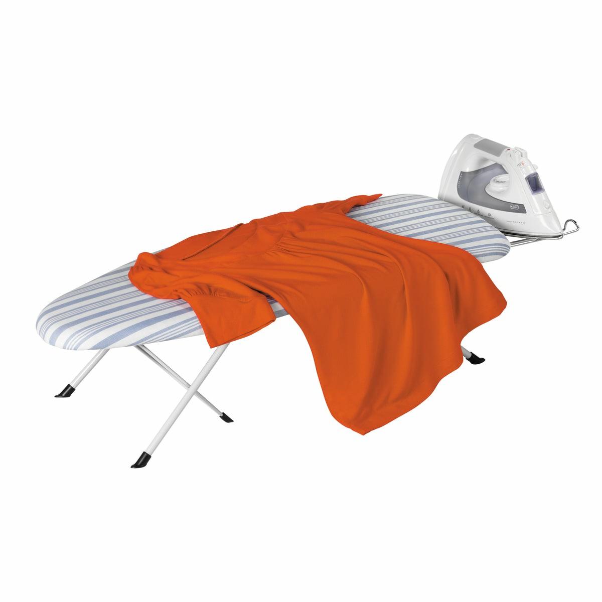 Gray Stripe Folding Tabletop Ironing Board With Iron Rest Laundry