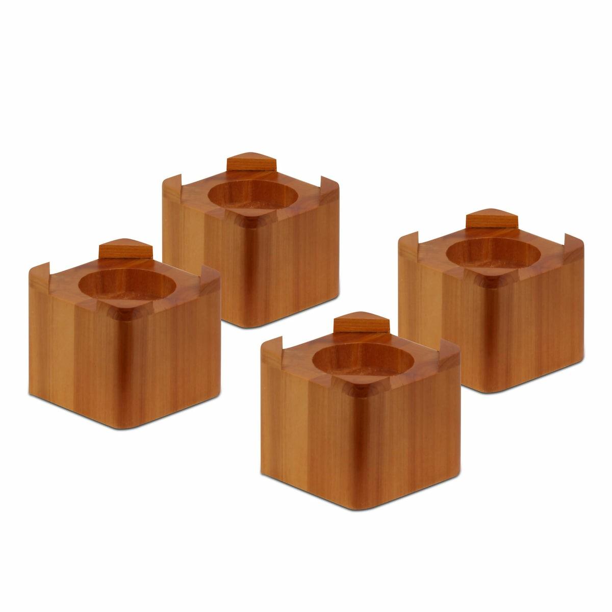 Maple Finish Square Wood Bed Risers (Set Of 4) Closet