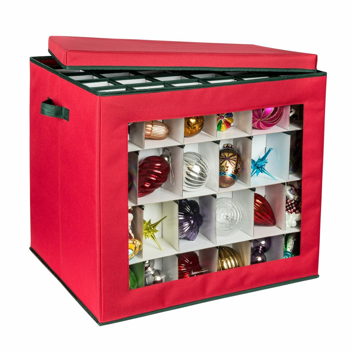 Red 120-Cube Ornament Storage Box Holiday Décor Storage