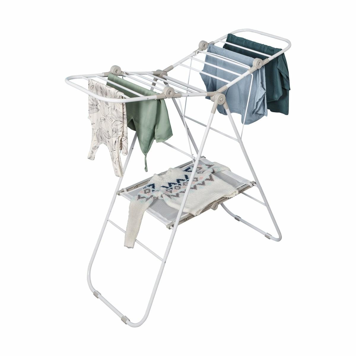 White Narrow Folding Wing Clothes Drying Rack Drying Racks