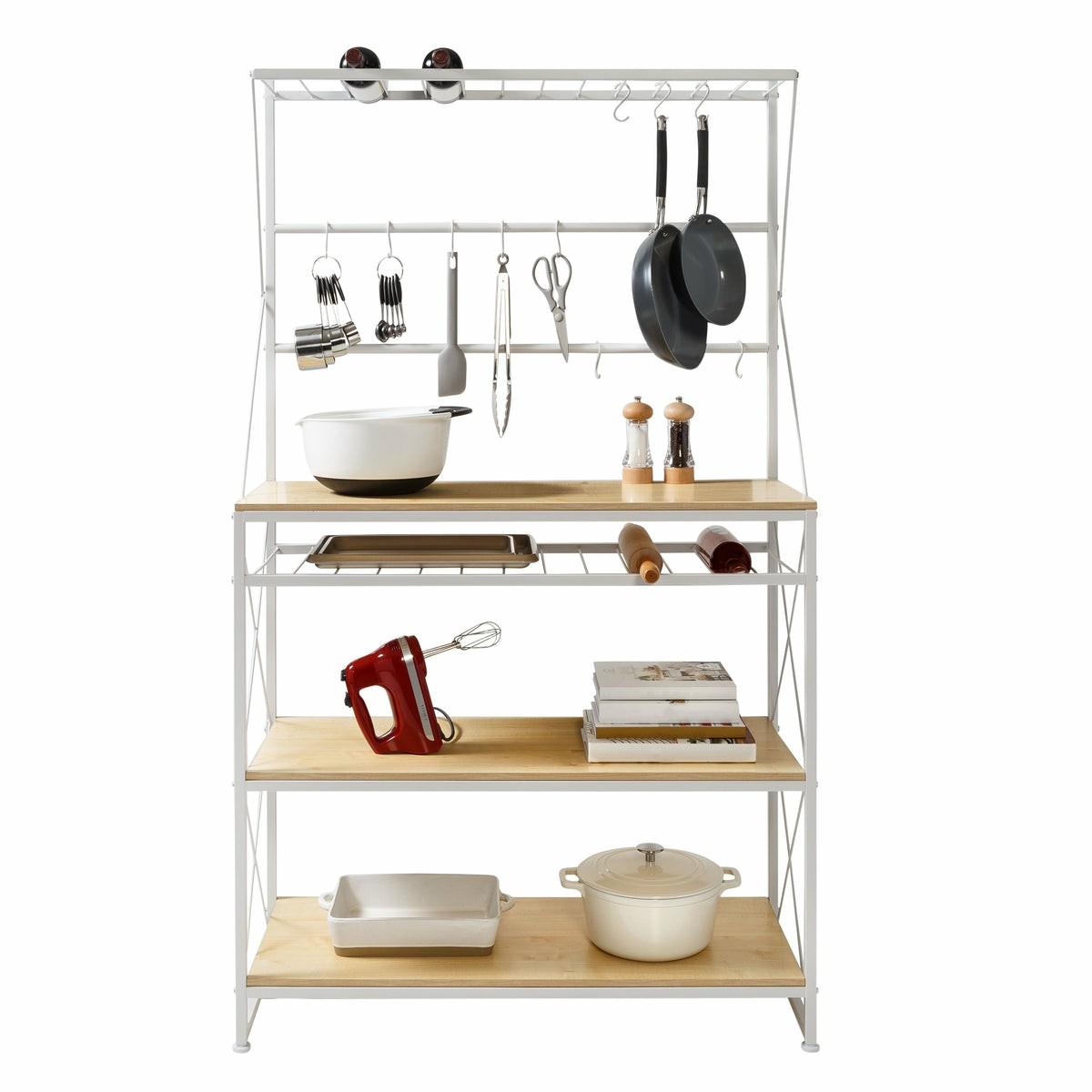 White/Oak Kitchen Baker’S Rack Baker's Racks & Carts